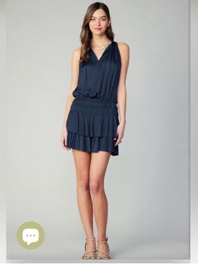 DO+BE Navy Tiered Sleeveless V-Neck Mini Dress